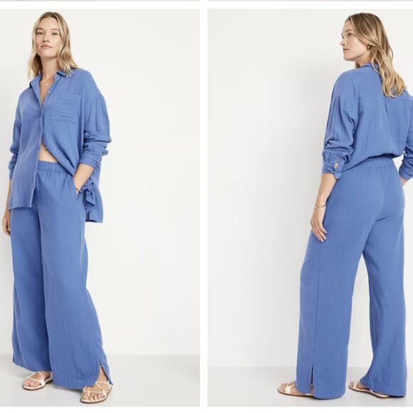 Cotton Pants - Wide Leg Petite Length Pants with Pockets NWT - Picture 3 of 4